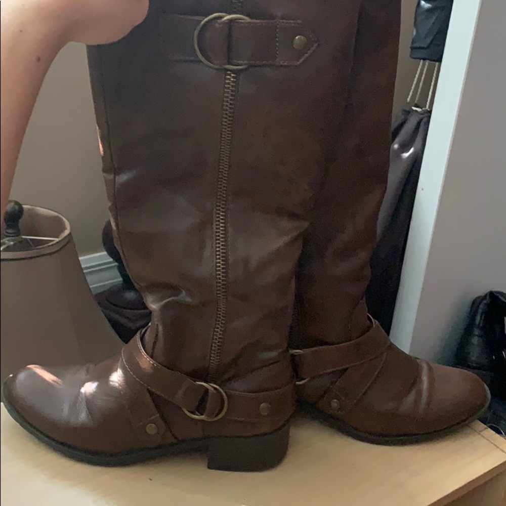 Brown riding boots